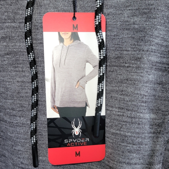 Spyder Gray Women's Size M, T-shirt With Hoodie. Active Wear. - Picture 7 of 8